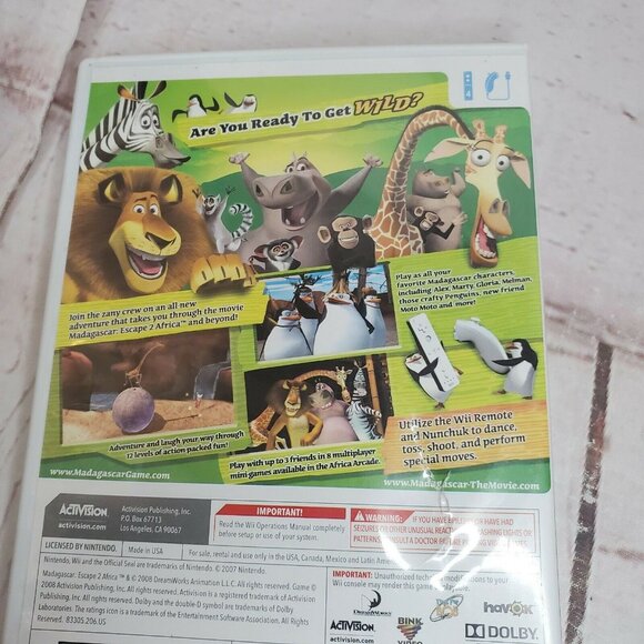 Madagascar Escape Africa 2 & Kratz Nintendo Wii 2 Game Bundle No Scratches Clean - Picture 8 of 10